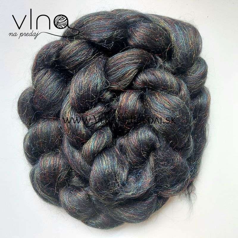 Česanec na pradenie / plstenie - Glitzy - merino s metalickými vláknami