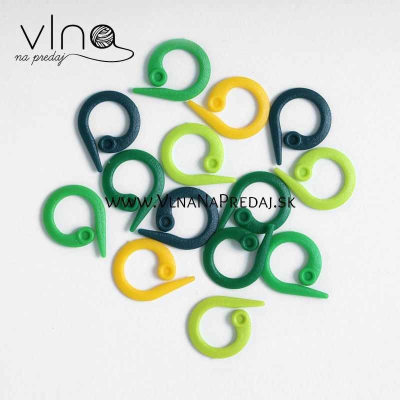 Plastic Split-Ring Stitch Markers – Green and Yellow