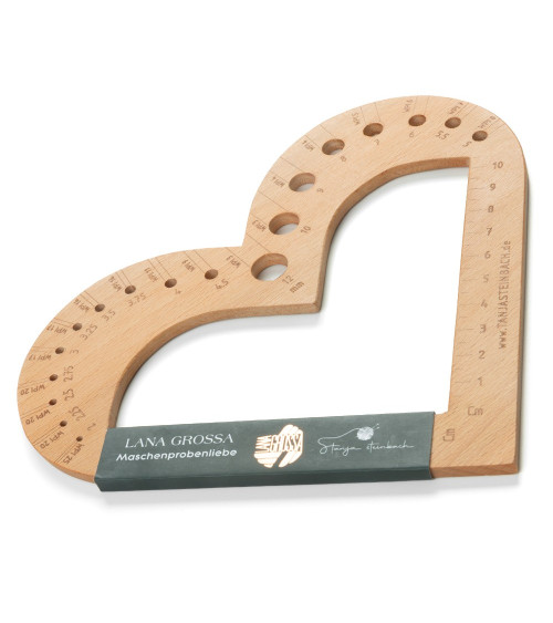Heart-Shaped Wooden Needle Gauge