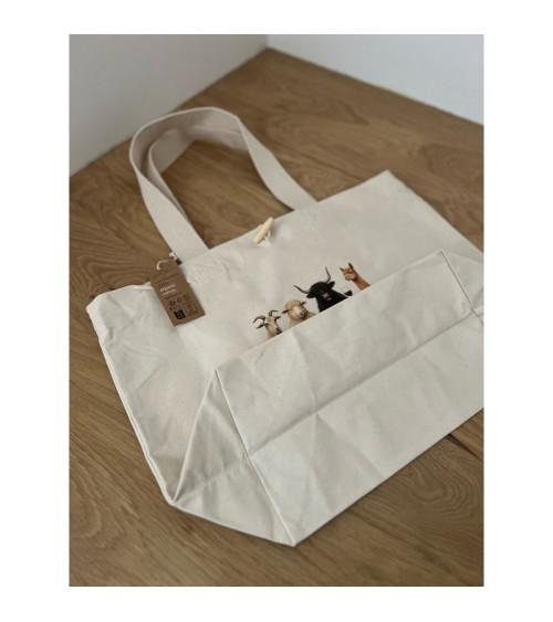 Canvas Button Bag with Animal Print