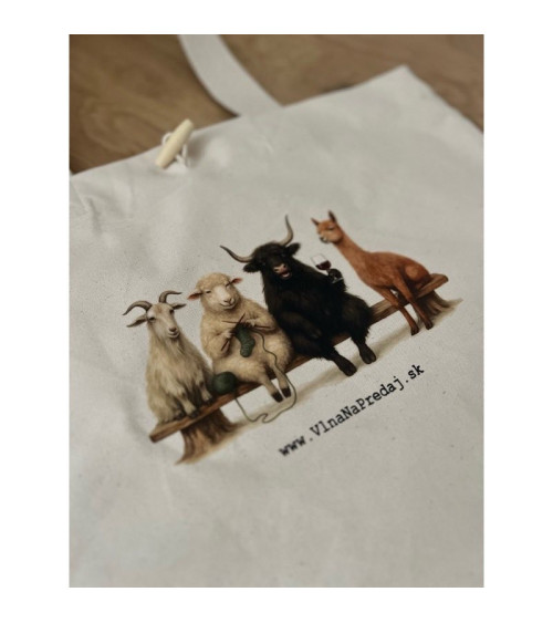 Canvas Button Bag with Animal Print
