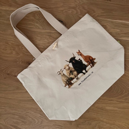Canvas Button Bag with Animal Print