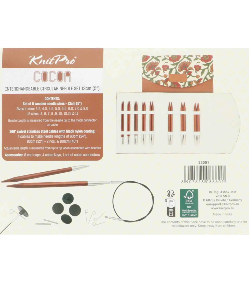 KnitPro Cocoa Deluxe – sada drevených vymeniteľných ihlíc