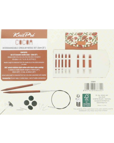KnitPro Cocoa Deluxe – sada drevených vymeniteľných ihlíc